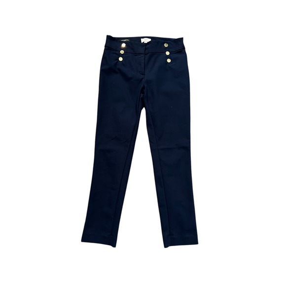 LOFT Dress Pants Sailor Button High Waist Career Casual‎ Navy Blue 0 - Picture 1 of 16
